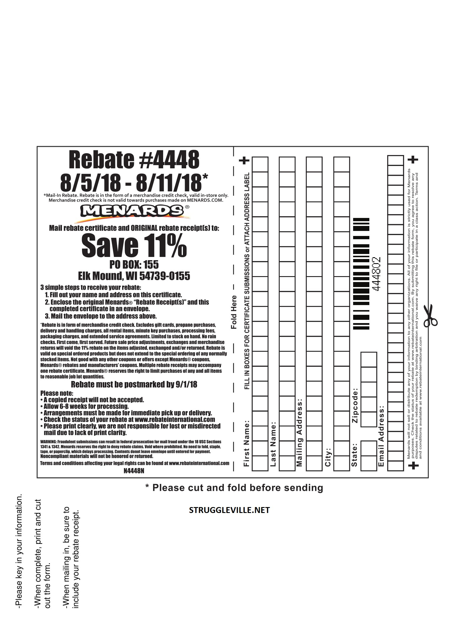 Fillable Rebate Form 4448 Menards