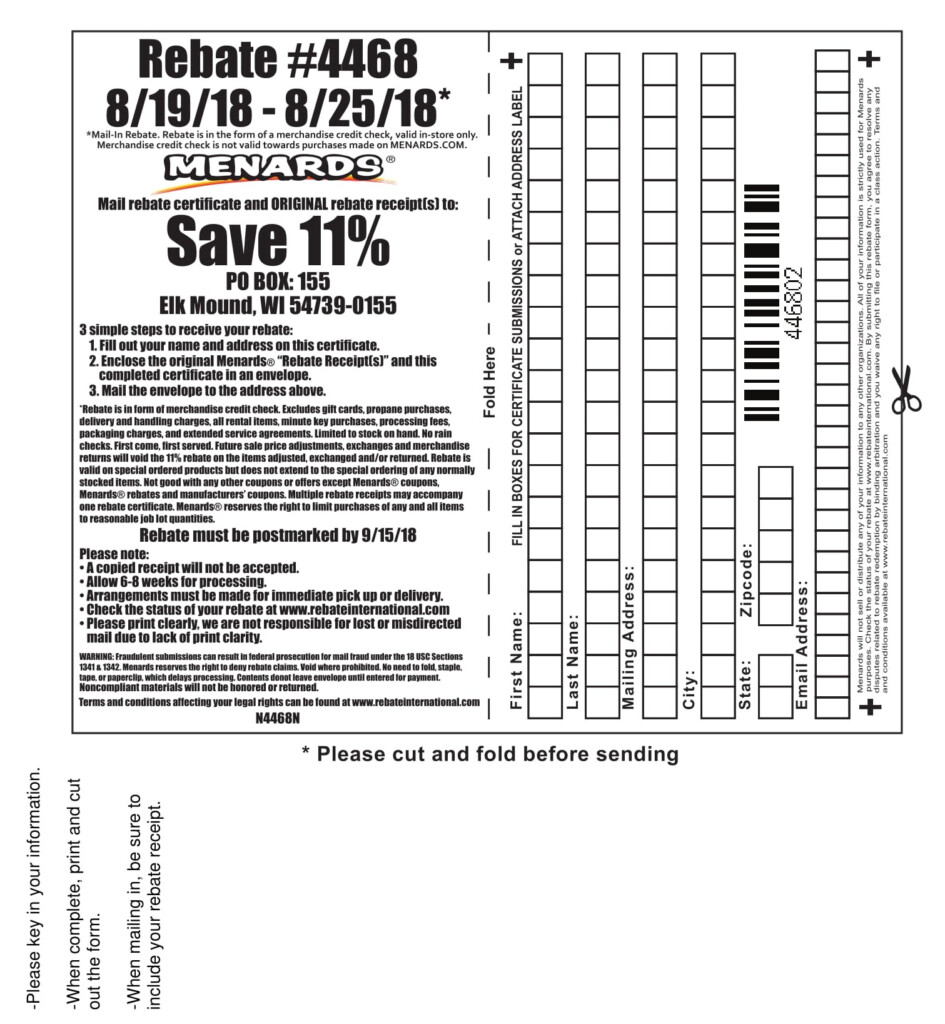 Menards 11 Rebate Form 4468