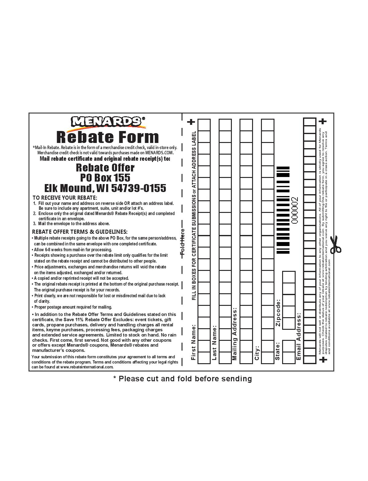 Menards 11 Rebate Form May 2022