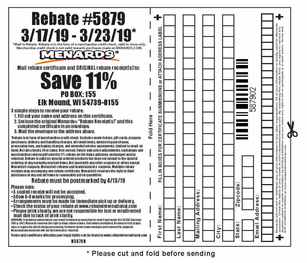 Menards 11 Rebate Request Form