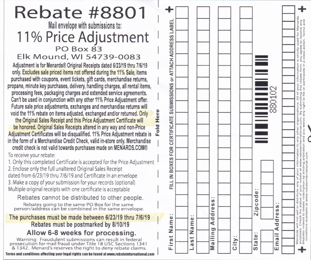 Menards 11 Rebate Request Form Rebate Number On My Receipt