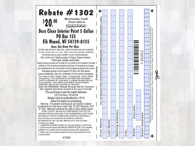 Menards 5449 Rebate Form