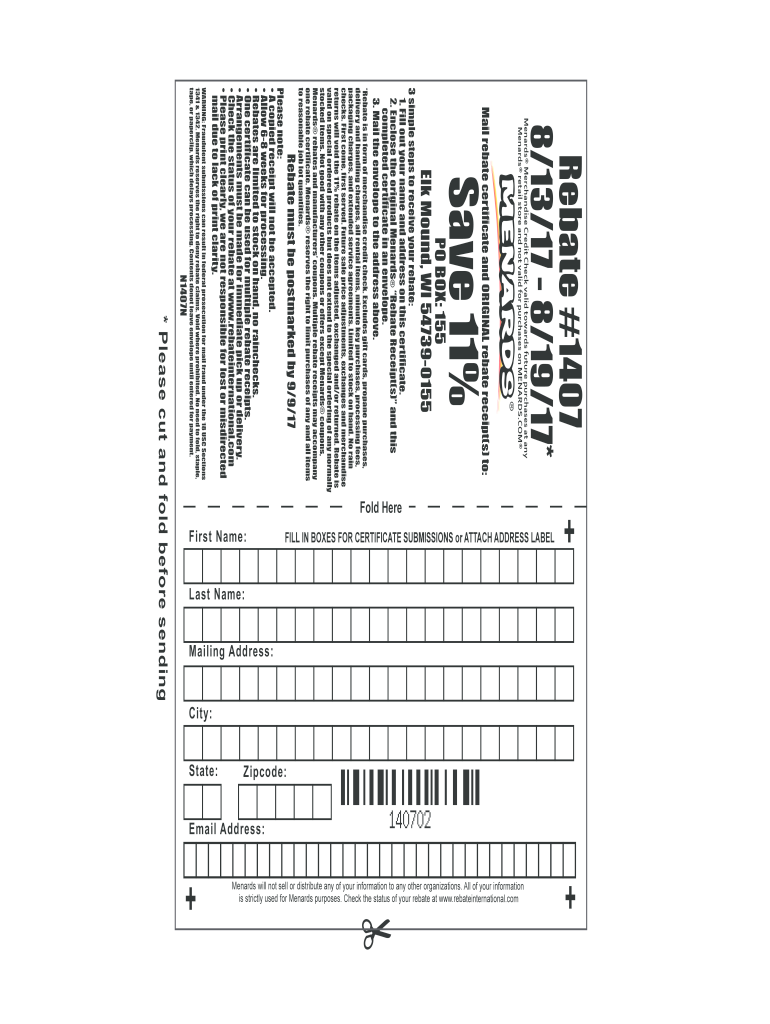 Menards Rebate Form 1407