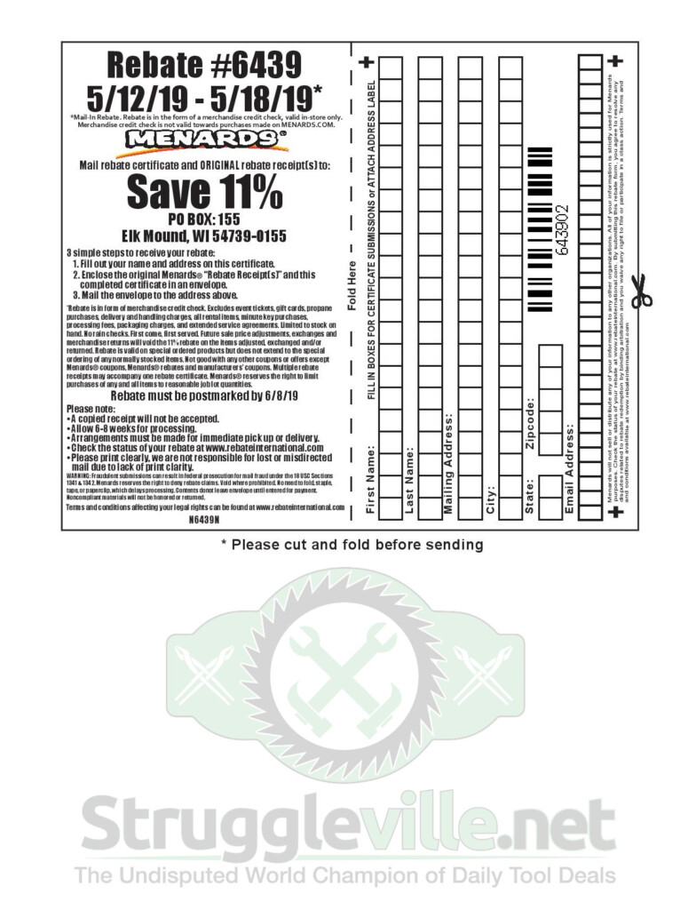 Menards Rebate Form 6439