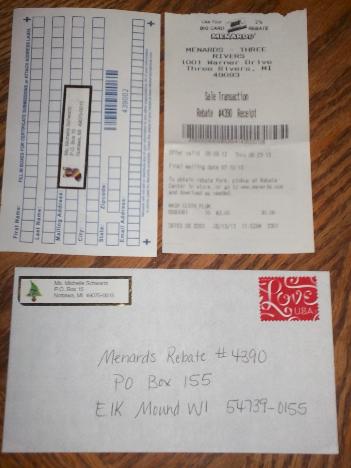 Menards Rebate Address Envelope
