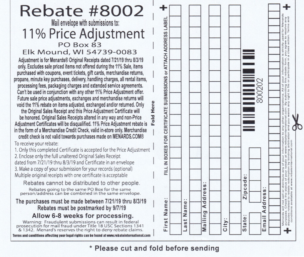 Menards Rebate 8802