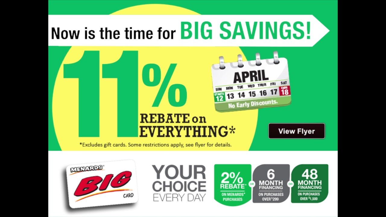 Does Menards 11 Rebate Work For Online Sales