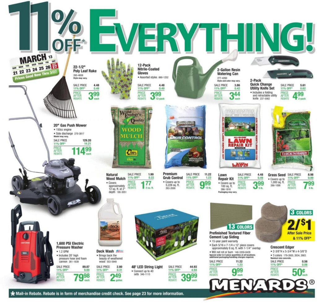 Menards 11 Rebate Sale Dates 2023