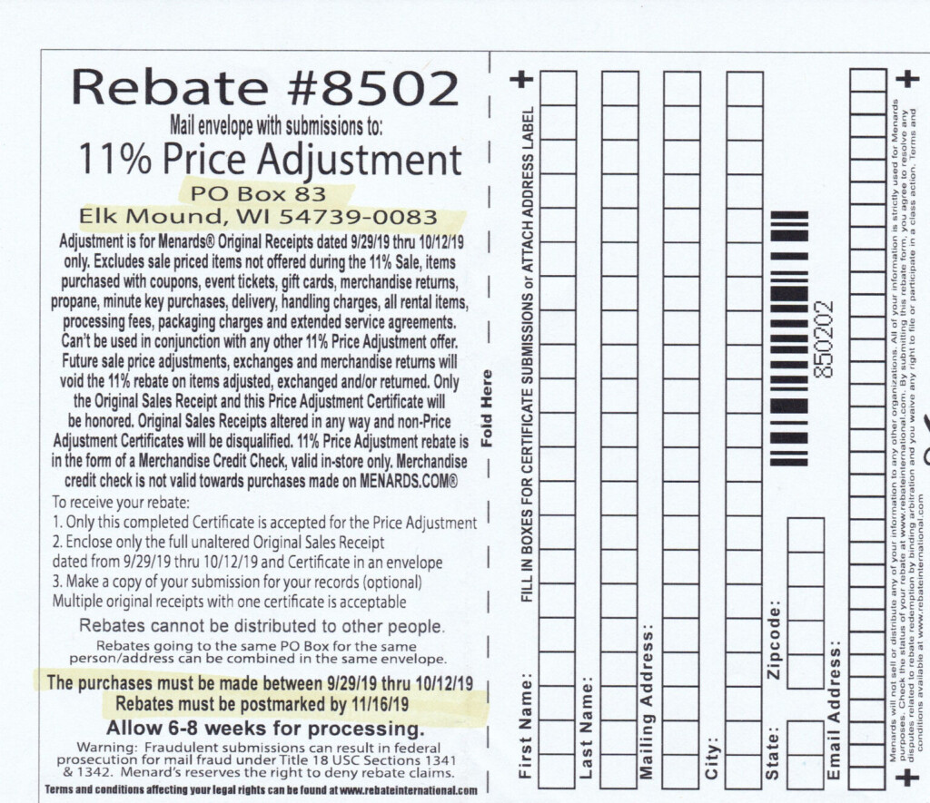 Menards Rebate #260