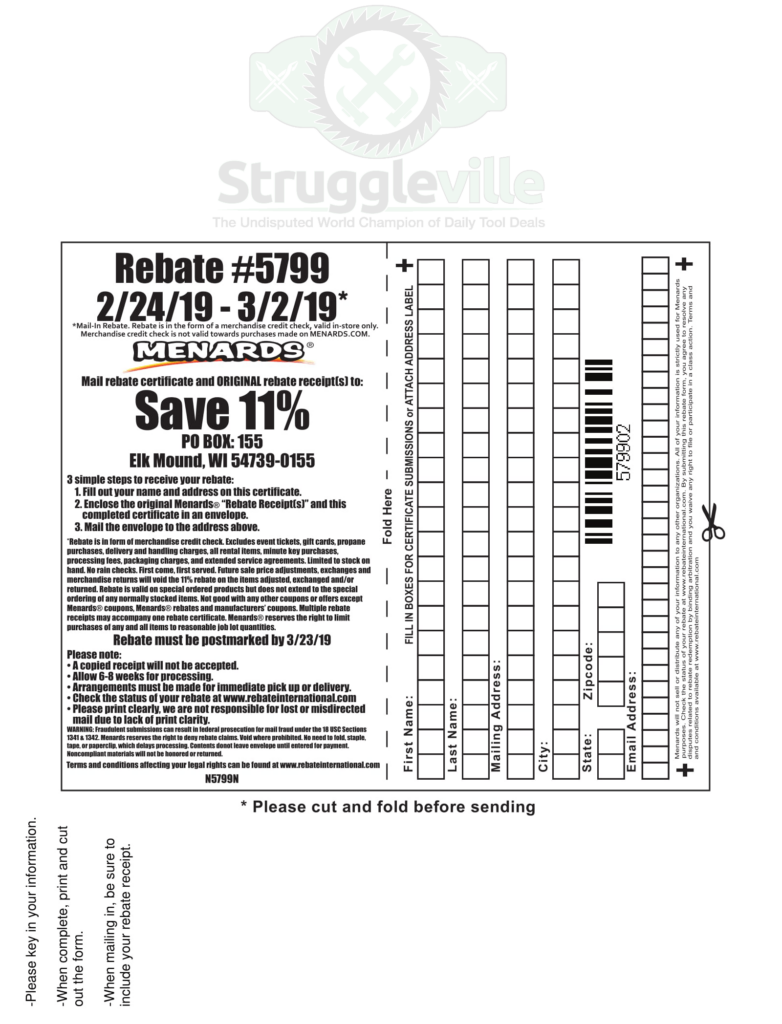 Menards Rebate 5459