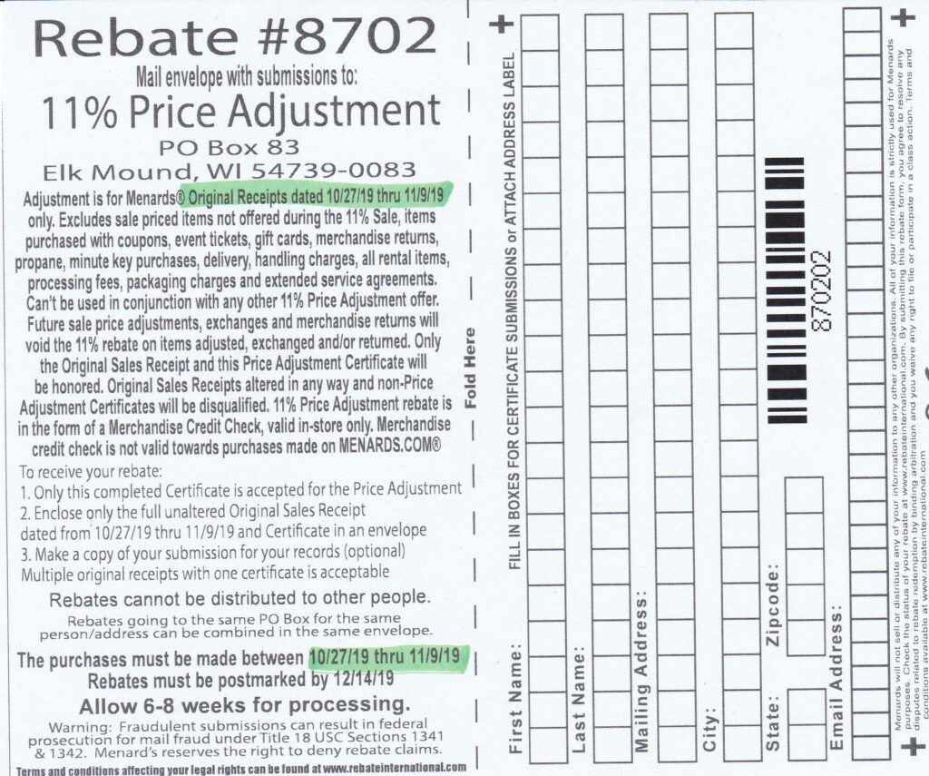 Menards Rebate After Purchase